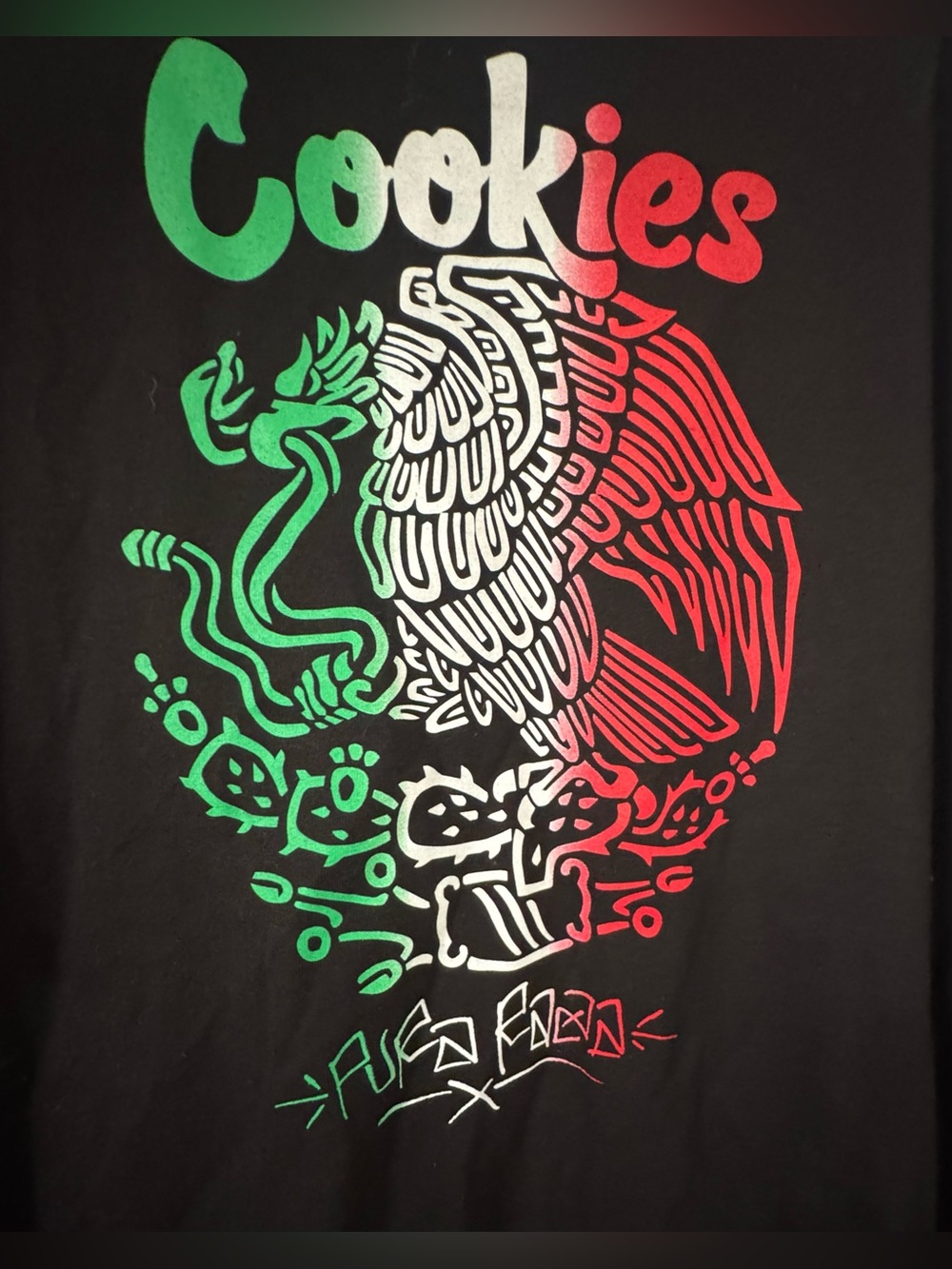 Cookies Men’s Short Sleeve Graphic Tee - Black with Red, White & Green Print